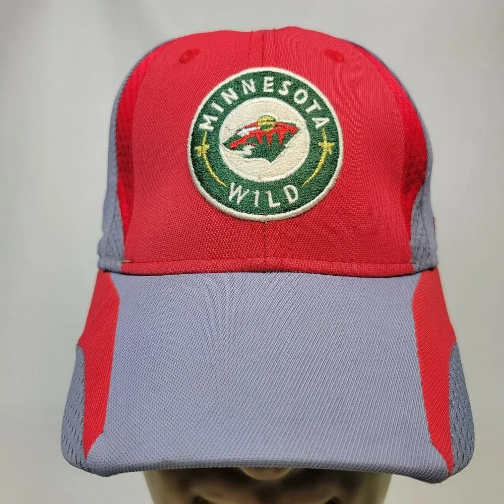 Reebok Faceoff Minnesota Wild Flex Fitted Hat L/XL Gray Red